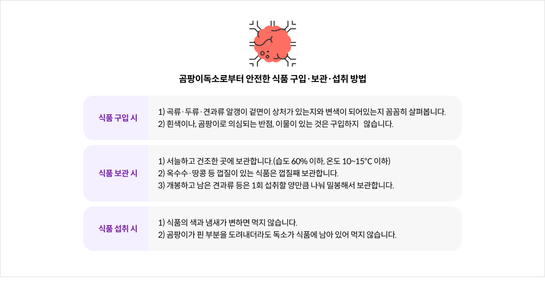 곰팡이독소로부터 안전한 식품 구입·보관·섭취 방법