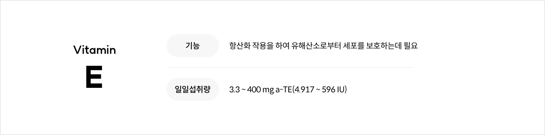 비타민 E의 기능성 및 일일섭취량